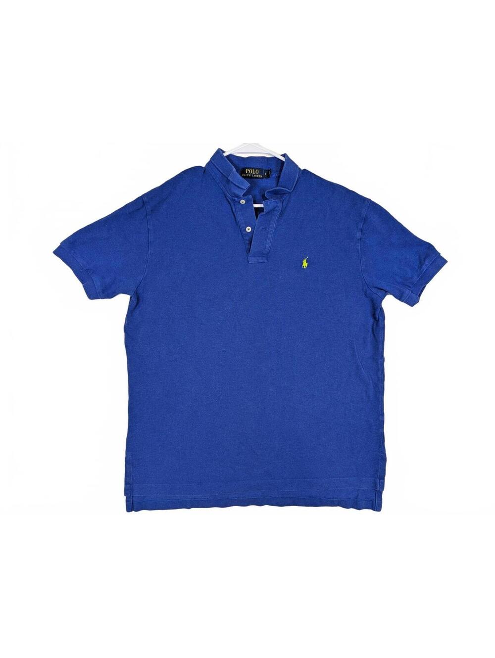 Polo Ralph Lauren Short Sleeve Polo Shirt Solid Blue Cotton Mens Large